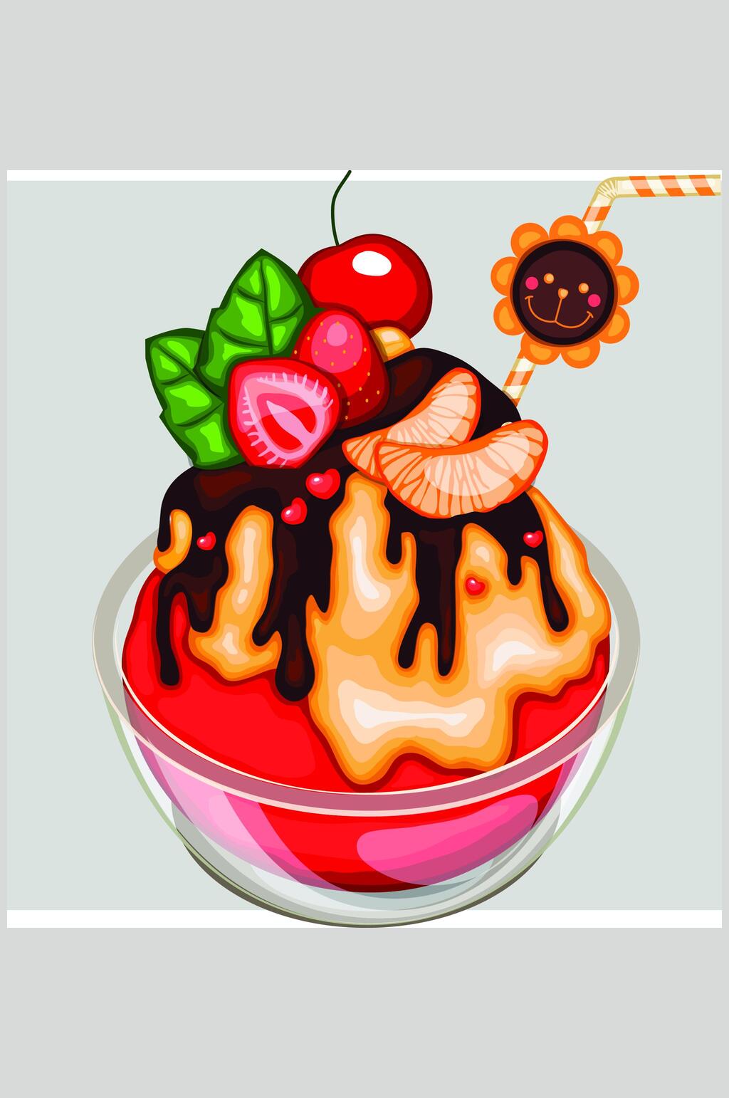 创意水果捞食物美食插画矢量素材素材
