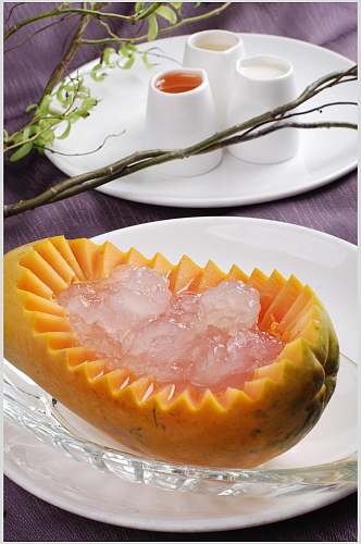 招牌木瓜炖雪蛤美食图片