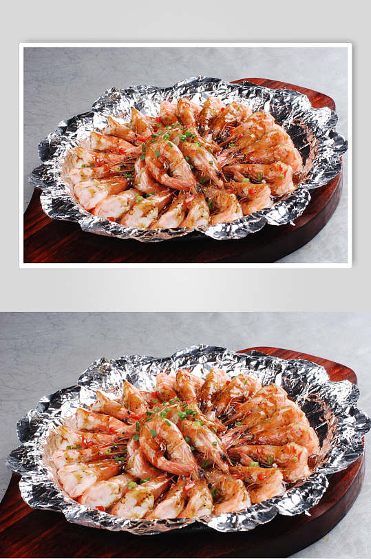 铁板黑椒焗大虾食物摄影图片