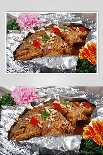 解丝秘制烤鲈鱼食物图片