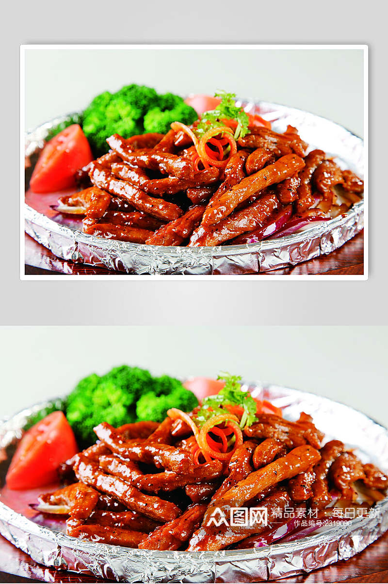 铁板黑椒牛柳食物摄影图片素材