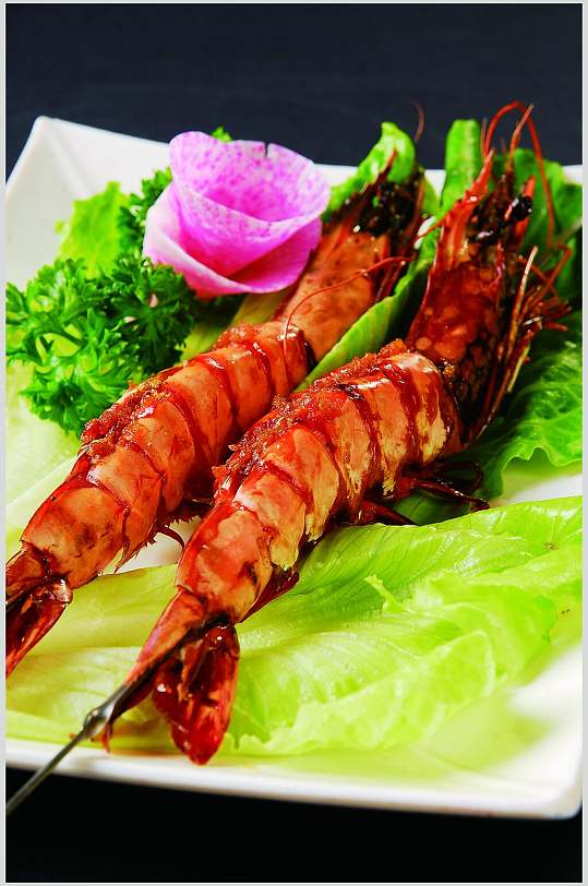 碳烤对虾餐饮高清图片