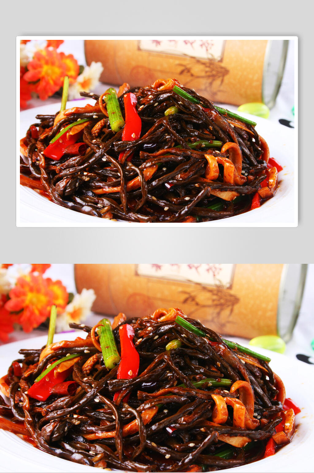 干豆角烧鱿鱼食物图片素材
