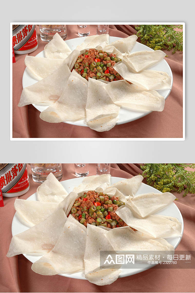 新鲜酸肛豆炒肉沫餐饮图片素材