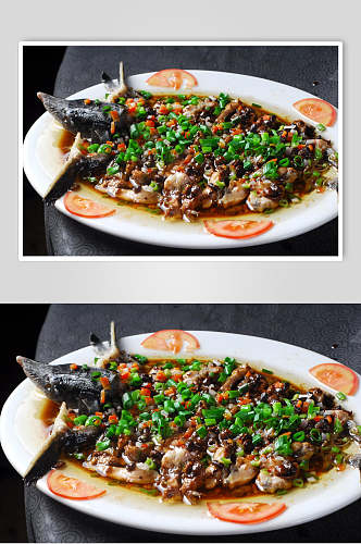 特色豆鼓鲟鱼餐饮摄影图片