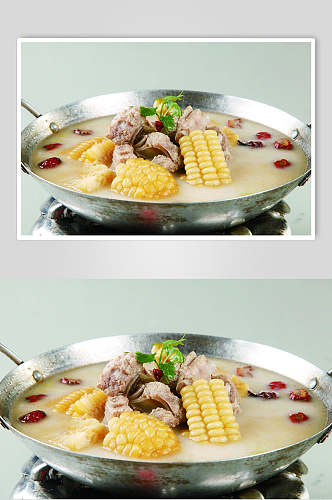 锅仔玉米排骨餐饮食品图片