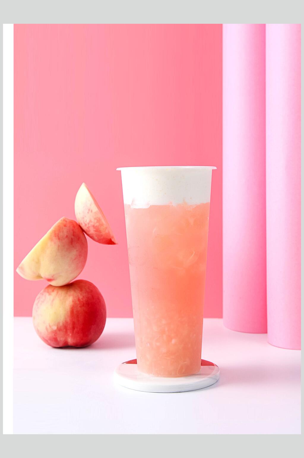 清凉水蜜桃饮品水果茶图片素材