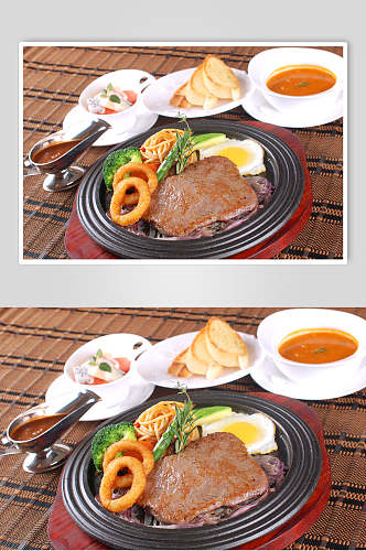 铁板思汀特色铁板牛排餐饮摄影图片
