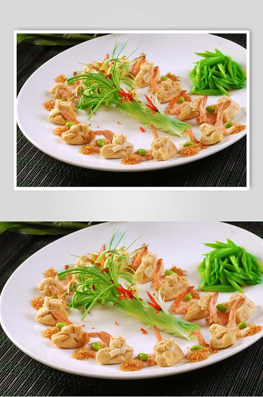 瑶柱腐包虾食物摄影图片