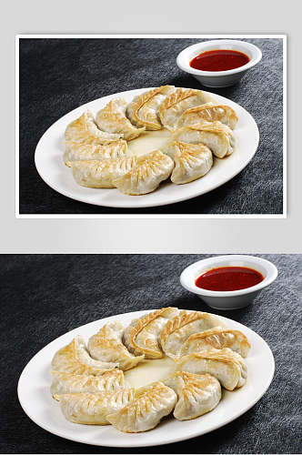 煎蒸饺食品菜摄影图片