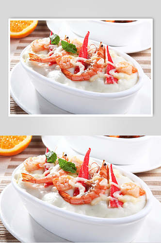 大虾海鲜焗饭食品图片