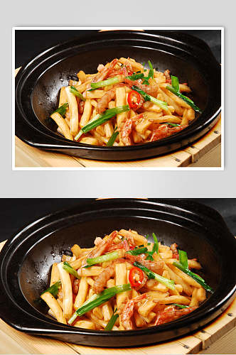 虾干韭菜炒茭白餐饮食品图片