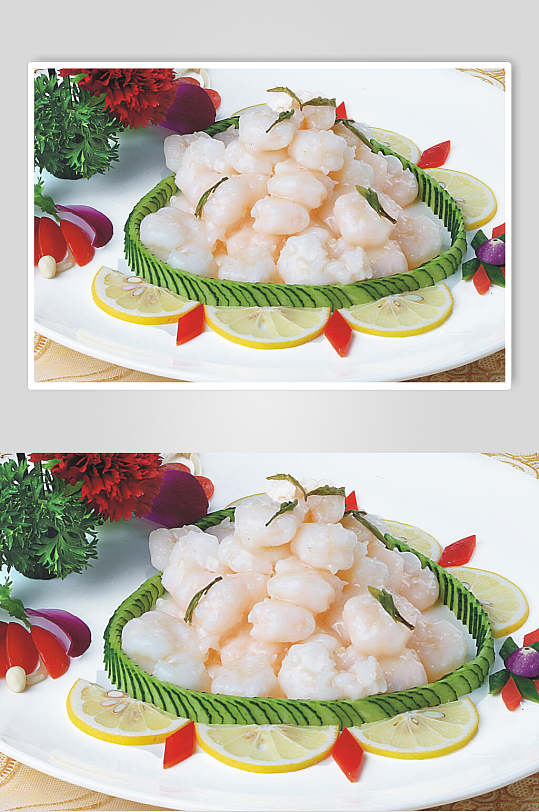 新鲜美味龙井虾仁食品摄影图片