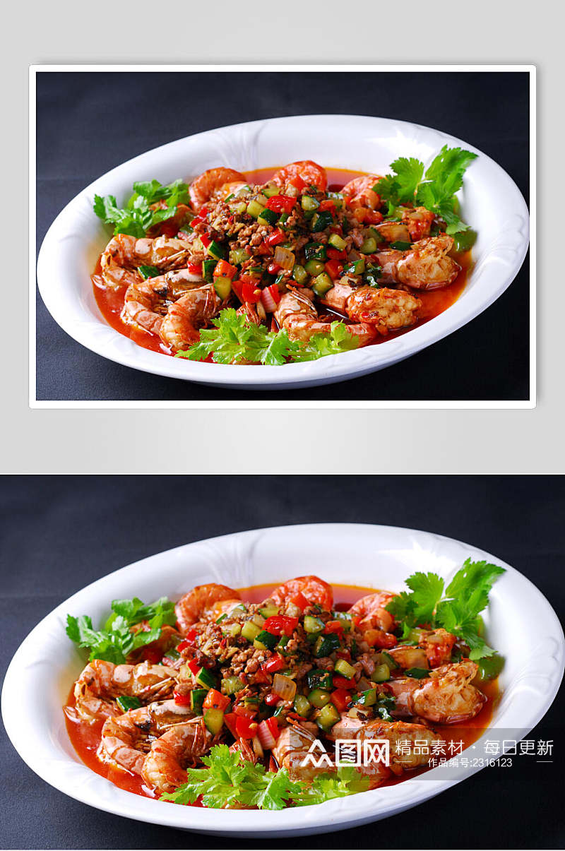干烧对虾食物图片素材