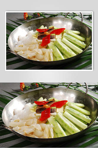 浓汤红鱼肚煮丝瓜食物图片
