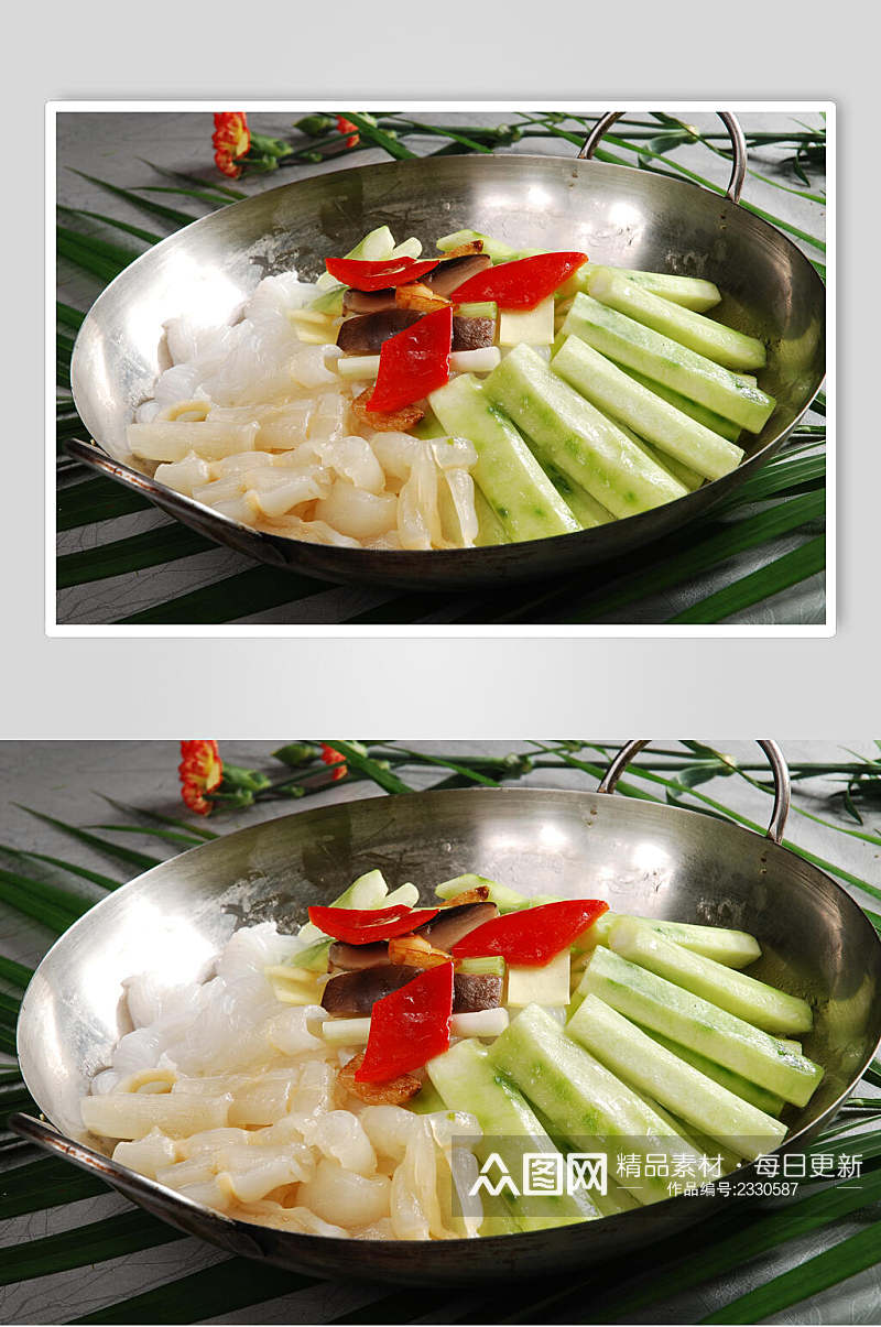 浓汤红鱼肚煮丝瓜食物图片素材