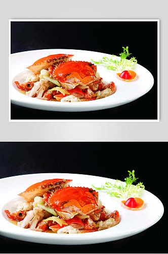 葱姜焗肉蟹餐饮高清图片