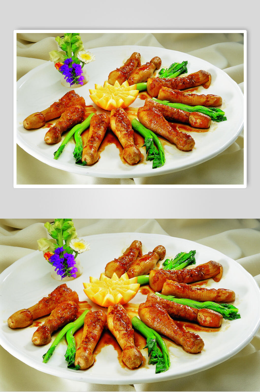 煎酿鸡腿菇图片素材