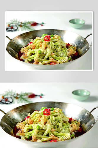 干锅花菜美食摄影图片