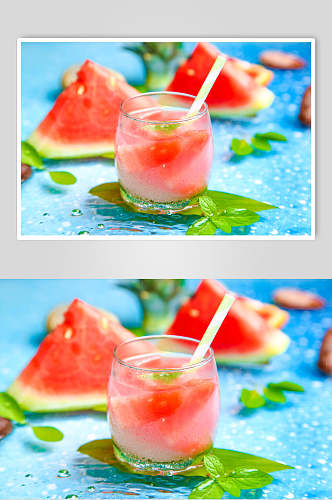 清新西瓜汁水果茶奶茶摄影图