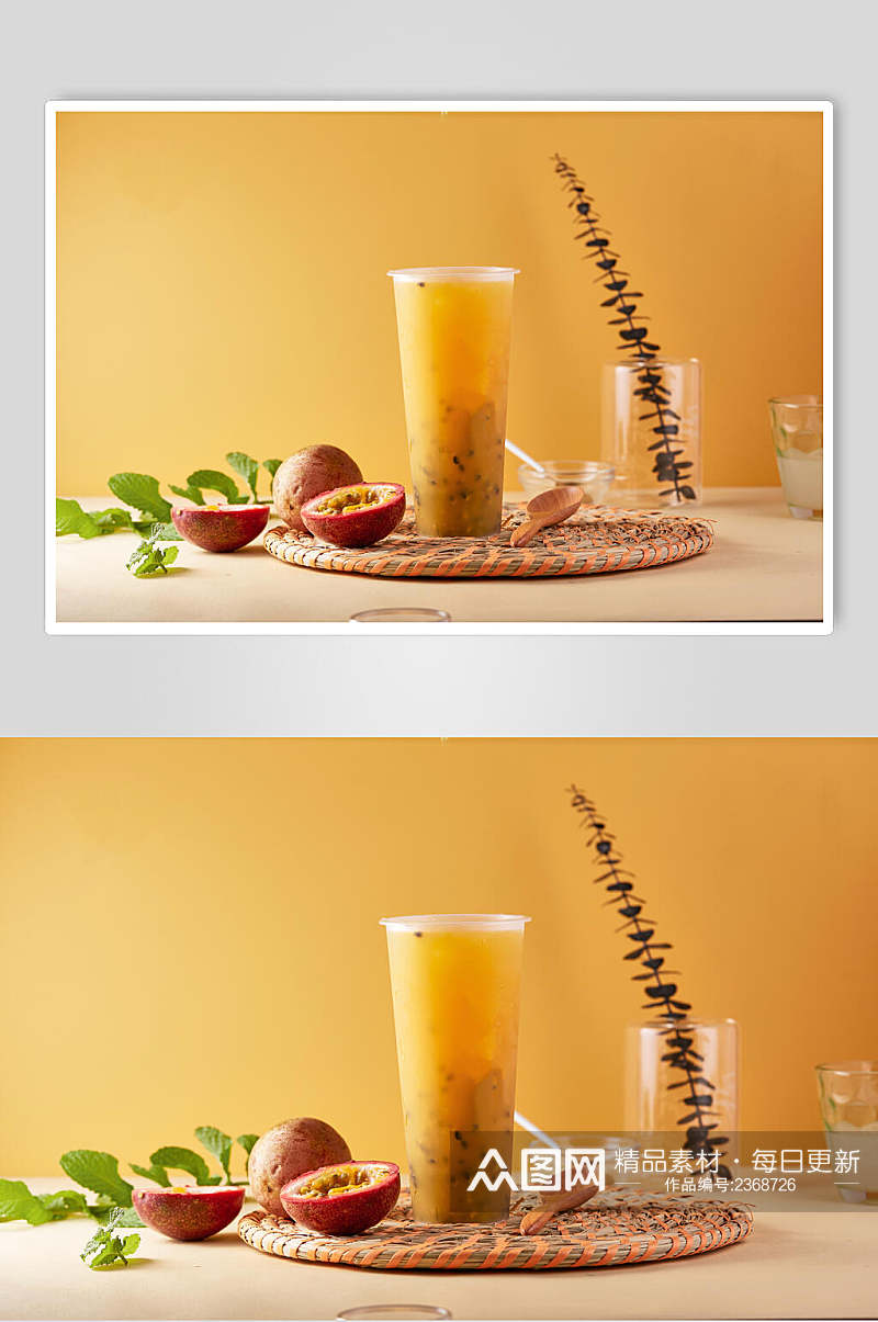 美味清新百香果水果茶奶茶摄影图素材