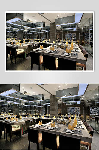 清新高端餐饮店商业餐厅摄影图片