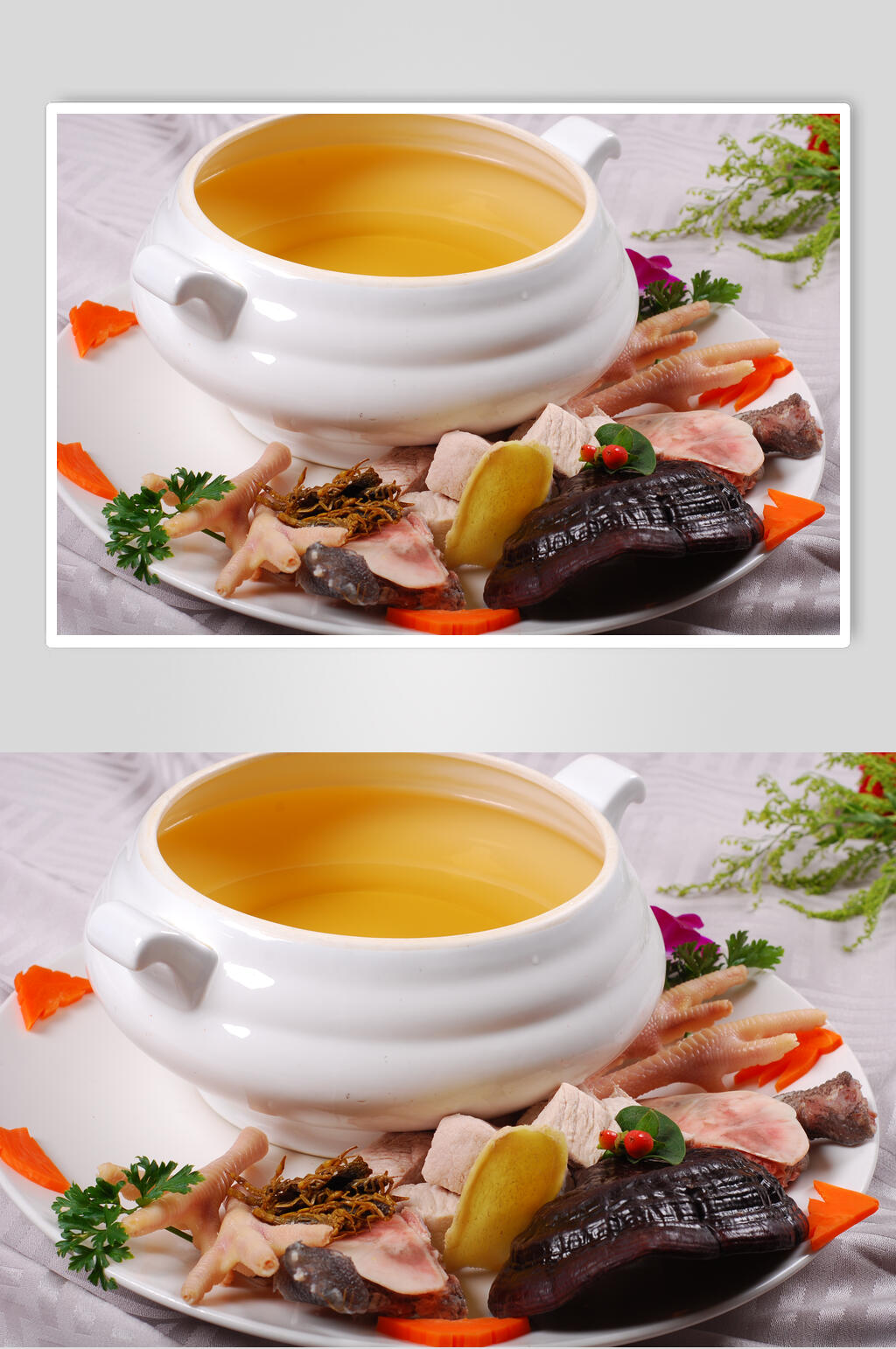 天山灵芝蝎子炖老龟鼎美食图片素材