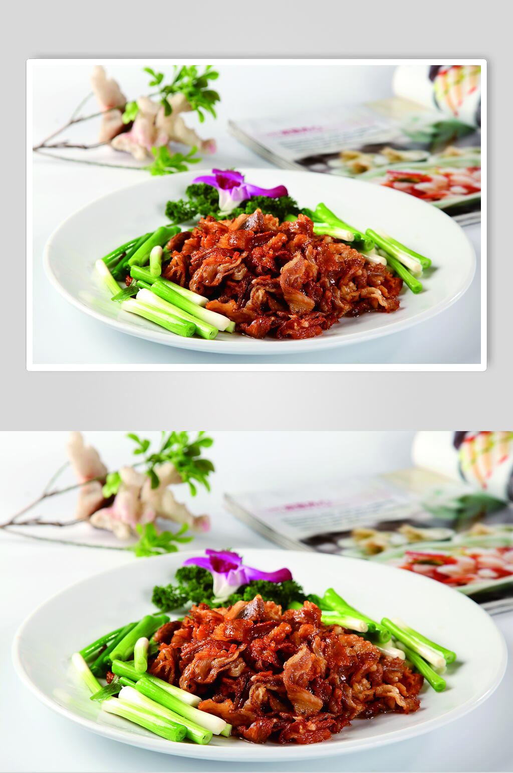 小葱肥牛食品摄影图片素材