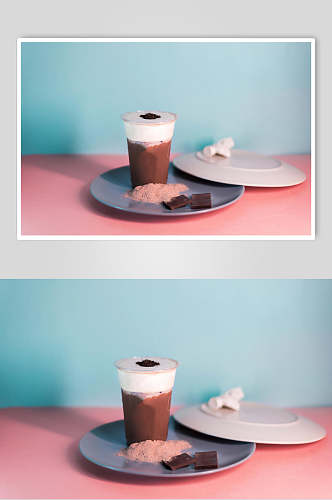 夏日清凉食品黑糖饮品奶茶场景摄影图