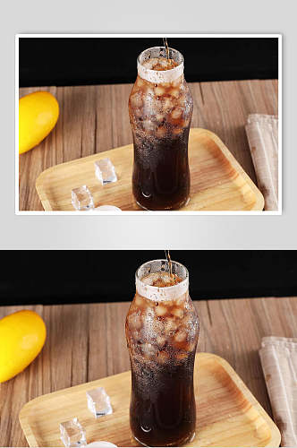 夏日冰镇可乐饮品奶茶摄影图