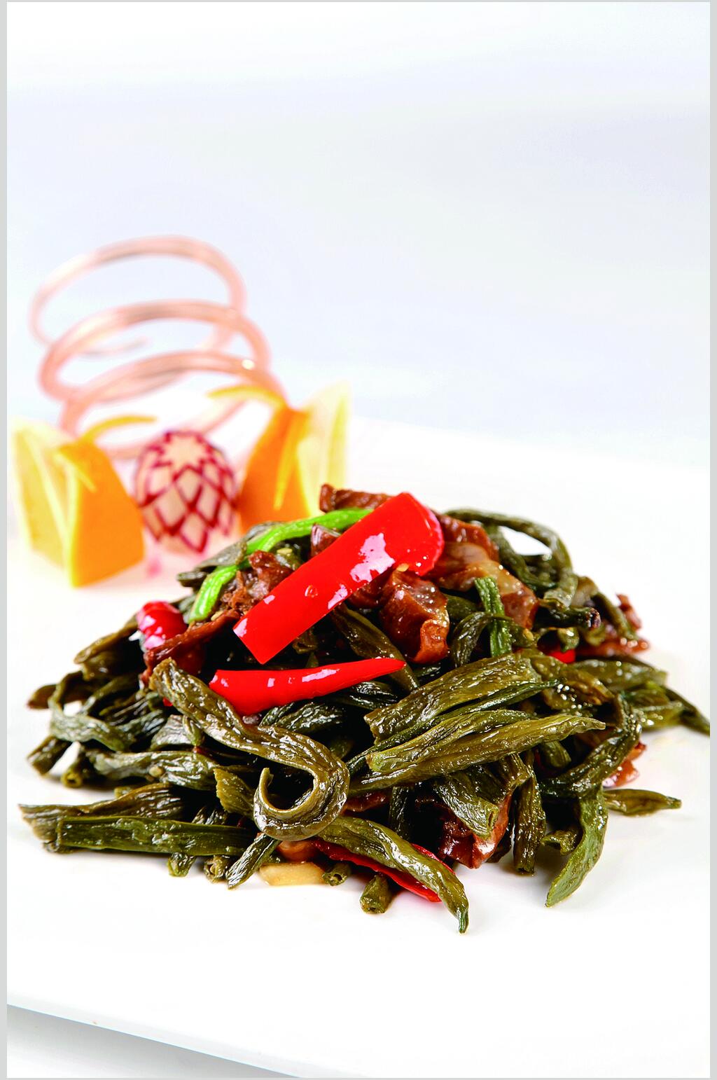 干豆角炒鸡胗食物图片素材