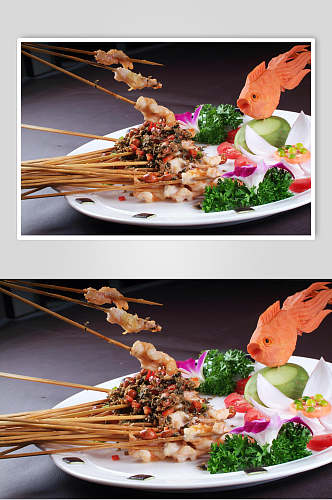 海鲜盐香竹黄虾食物图片