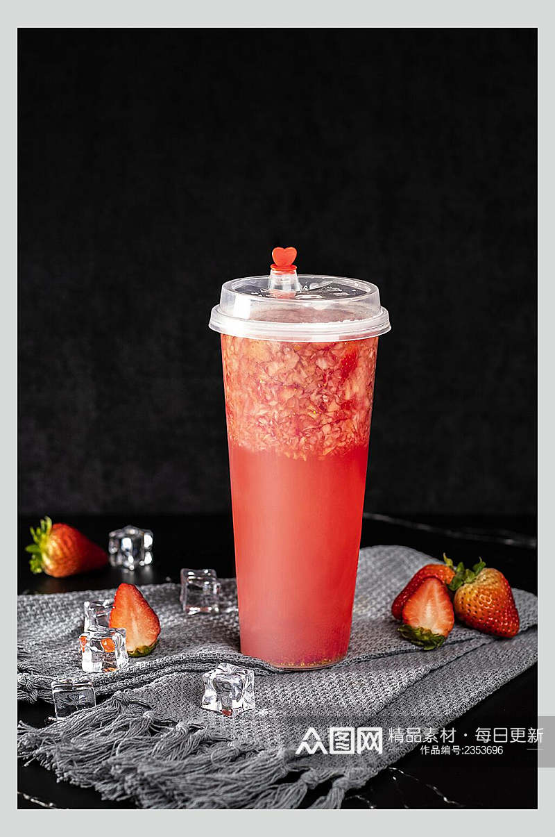 夏日草莓奶茶冰凉饮品摄影图素材
