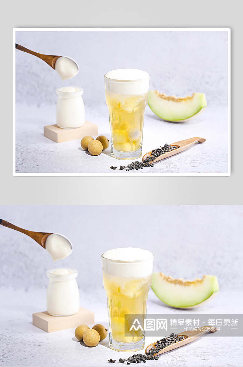 夏日清凉酸奶奶茶场景摄影图素材