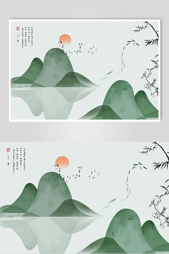 中式复古中国画插画素材