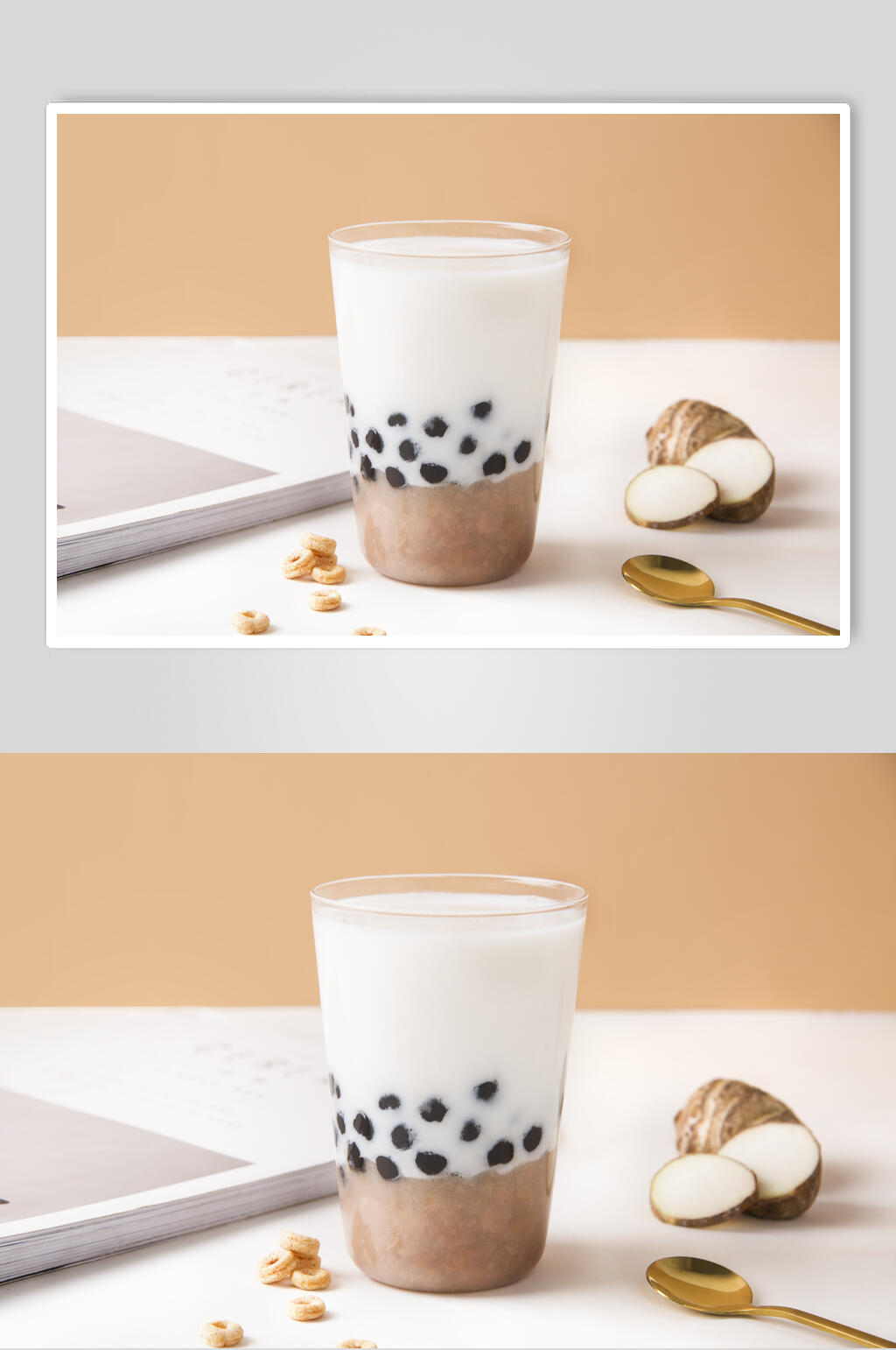 清新香芋珍珠奶茶摄影图素材
