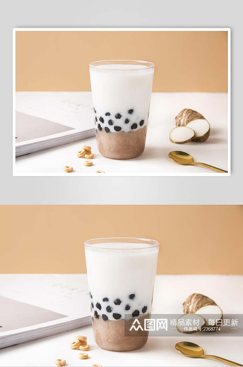 清新香芋珍珠奶茶摄影图素材