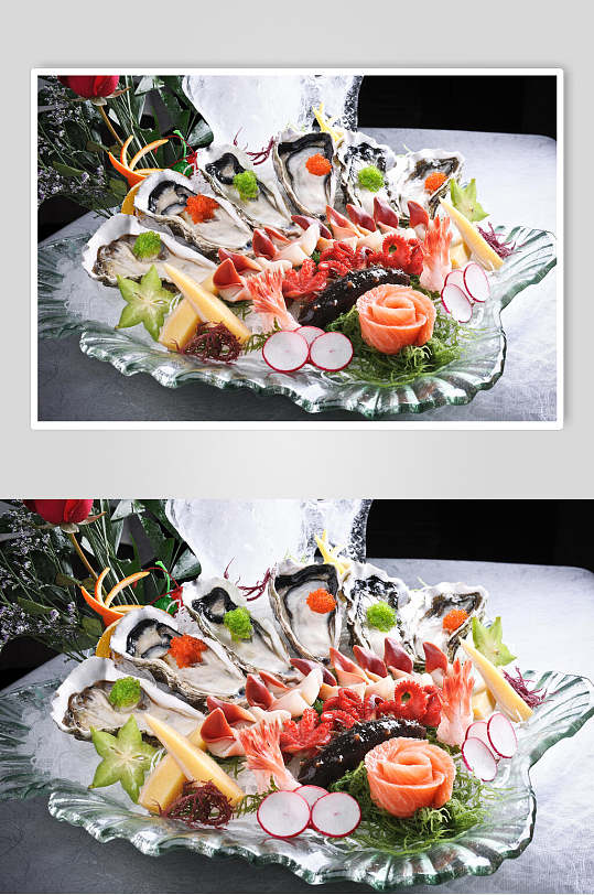 特色海鲜刺身拼盘食品高清图片