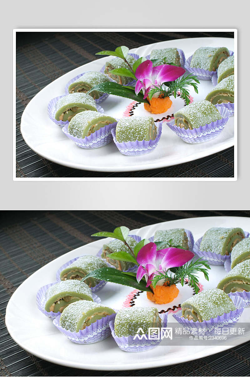 绿茶糯米卷食物图片素材