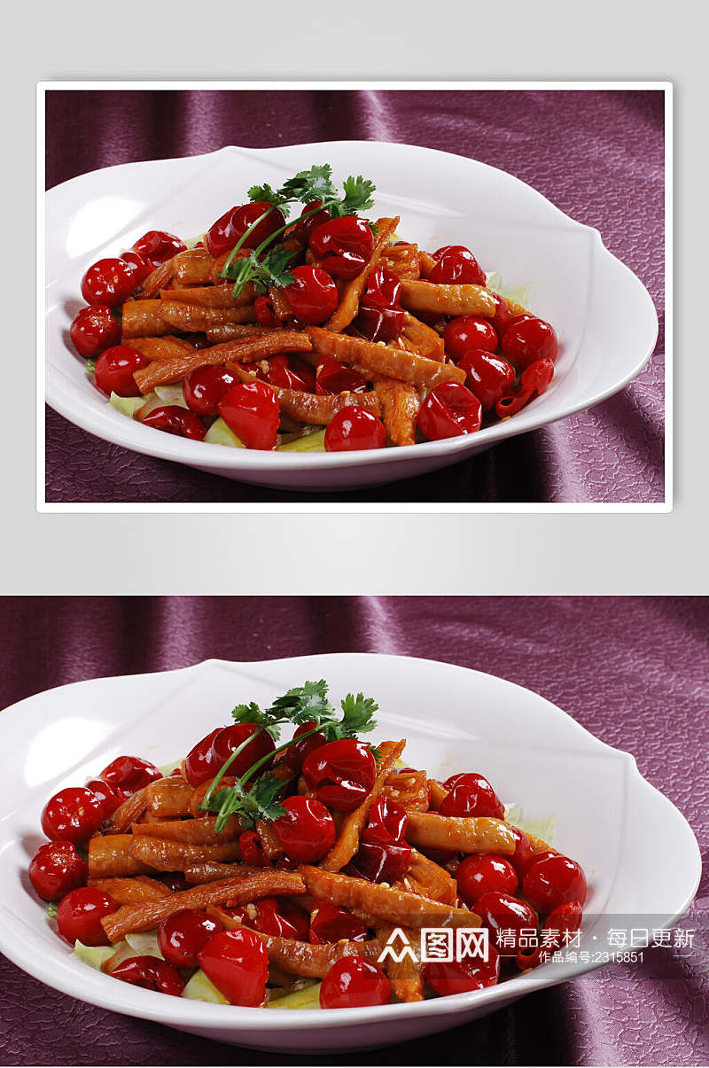 香辣泡椒肥肠食品高清图片素材