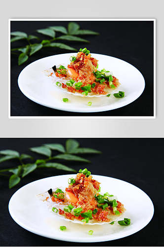 葱香金蒜蒸扇贝食品高清图片