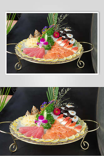 新鲜美味海鲜刺身拼盘食品摄影图片