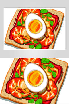 大虾卤蛋食物美食插画矢量素材