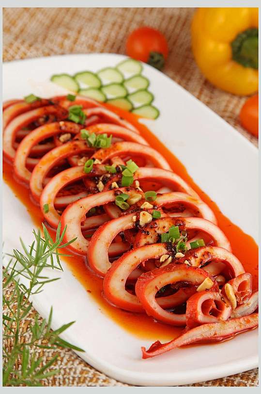 炒菜碳烤鱿鱼高清图片