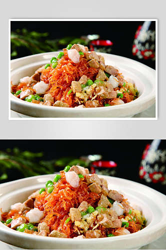 鹅肝海鲜粉丝煲食物高清图片