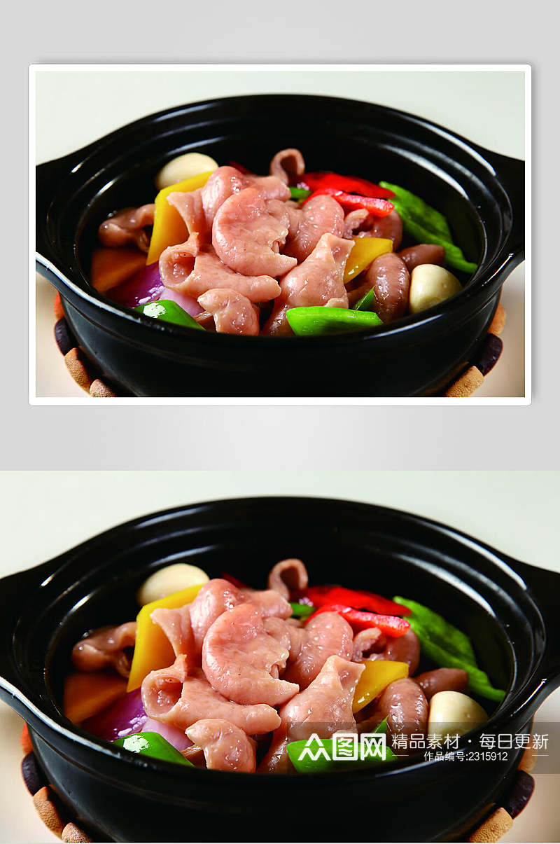 健康美味砂锅肥肠食品高清图片素材