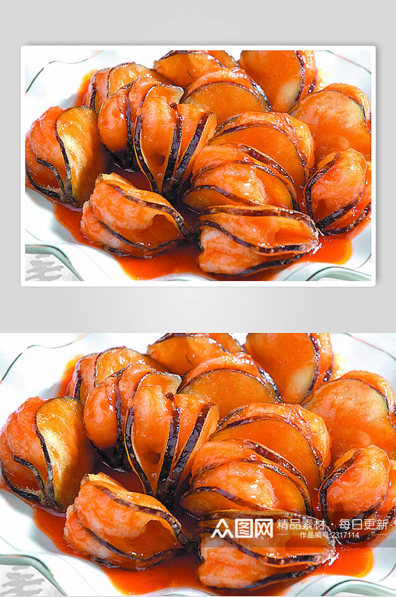 虾仁茄子夹餐饮食品图片素材