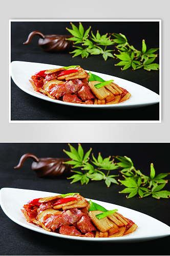 杏鲍菇炒培根肉食品图片