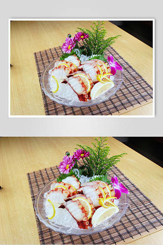 新鲜冰镇海鲜刺身拼盘食物图片