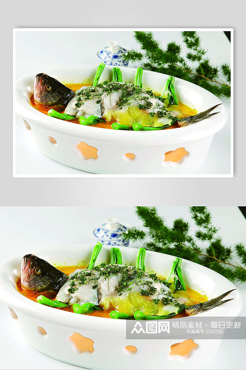 山椒菌香鲈鱼食品摄影图片素材